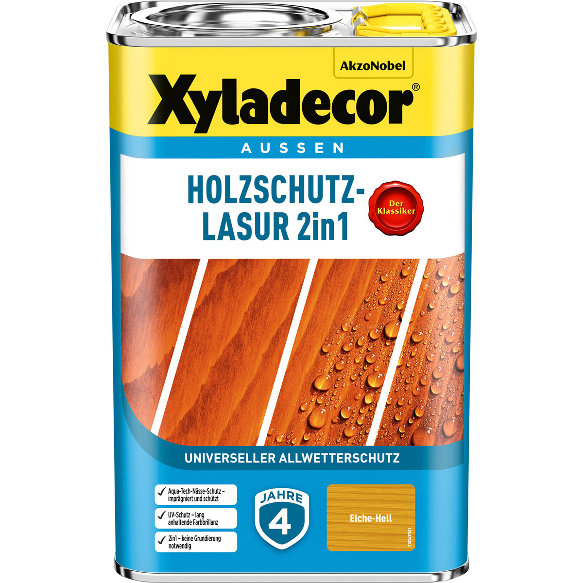 Xyladecor Holzschutz-Lasur 2in1 Eiche Hell 4 L | Eiche Hell | 112378