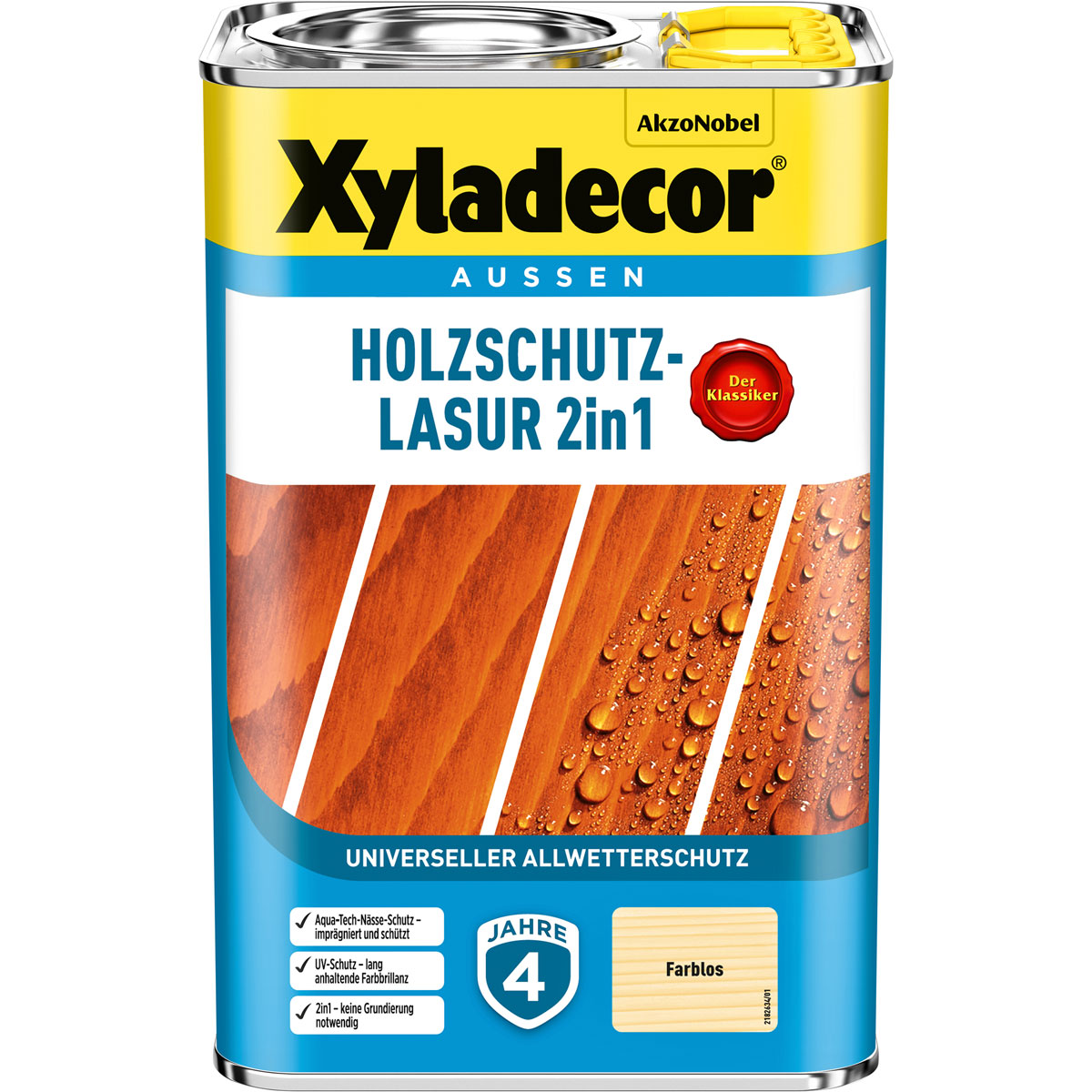 Xyladecor Holzschutz-Lasur 2in1 Farblos 4 L | Farblos | 112401
