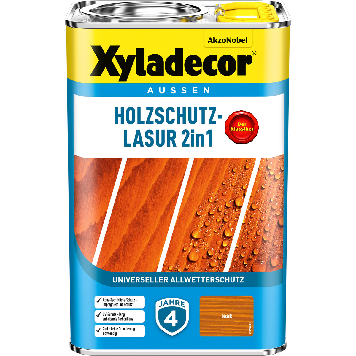 Xyladecor Holzschutz-Lasur 2in1 Teak 4 L | Teak | 112404