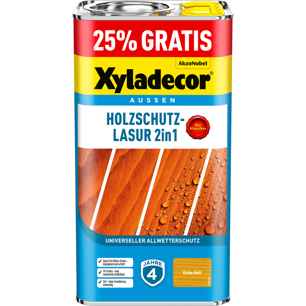 Xyladecor Holzschutz-Lasur 2in1 Eiche hell 5 L | Eiche hell | 114534