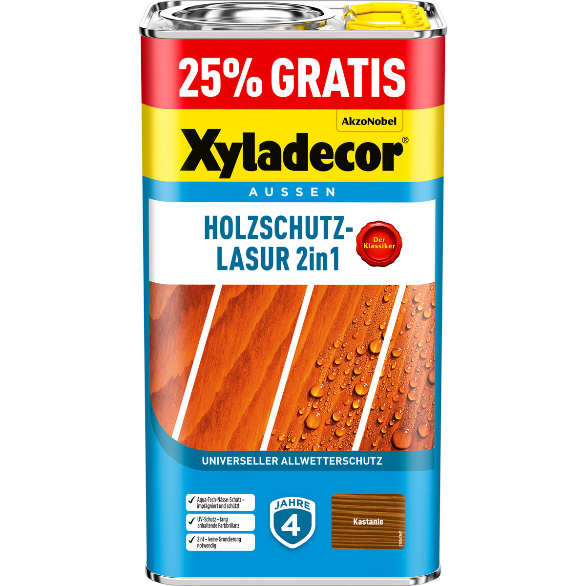 Xyladecor Holzschutz-Lasur 2in1 Kastanie 5 L | Kastanie | 114536