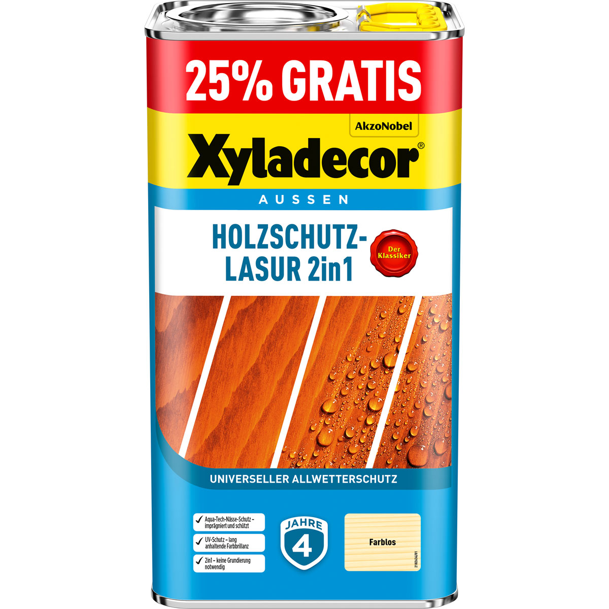 Xyladecor Holzschutz-Lasur 2in1 Farblos 5 L | Farblos | 114537