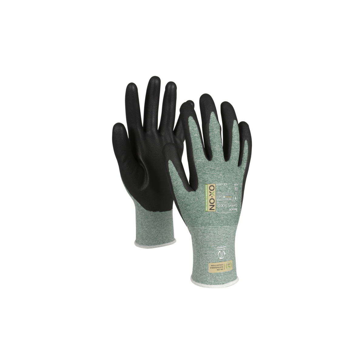 Arbeitshandschuh Recycle Comfort 16301 grau-grün | 10 | 114933