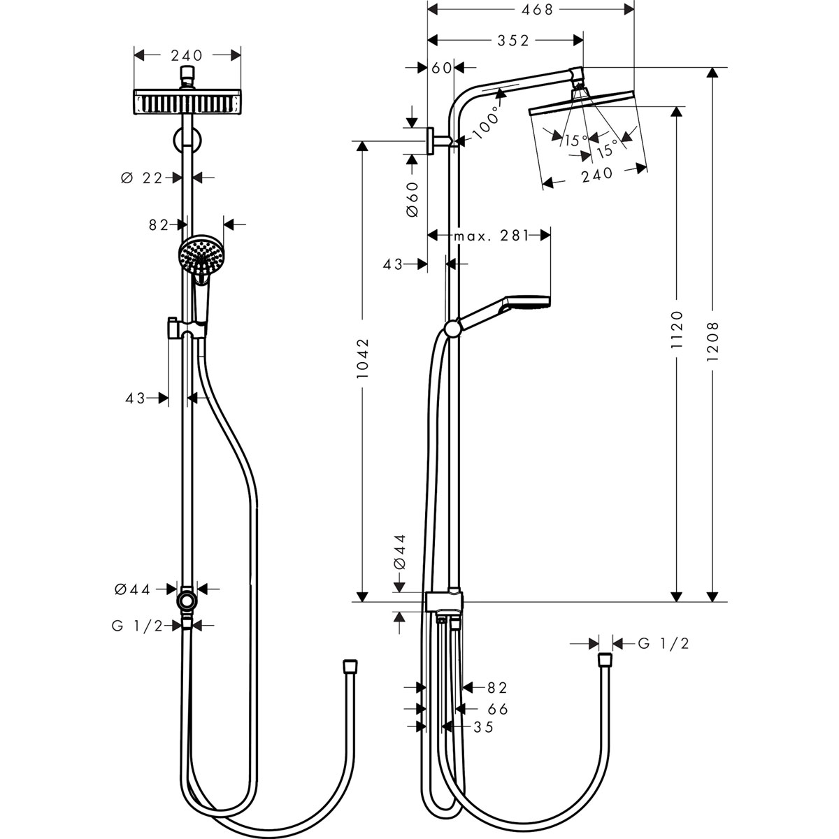 Hansgrohe  Duschsystem 240 Crometta E 1 Strahlart Chrom | 115074 – Bild 3
