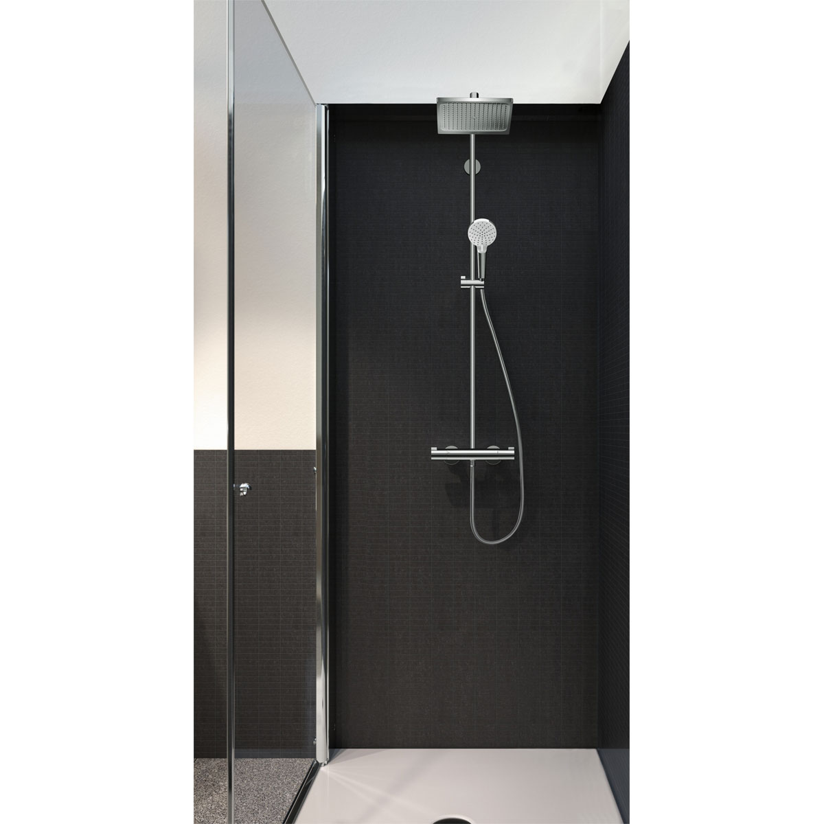 Hansgrohe  Duschsystem 240 Crometta E 1 Strahlart EcoSmart mit Thermostat Chrom | 115125 – Bild 3