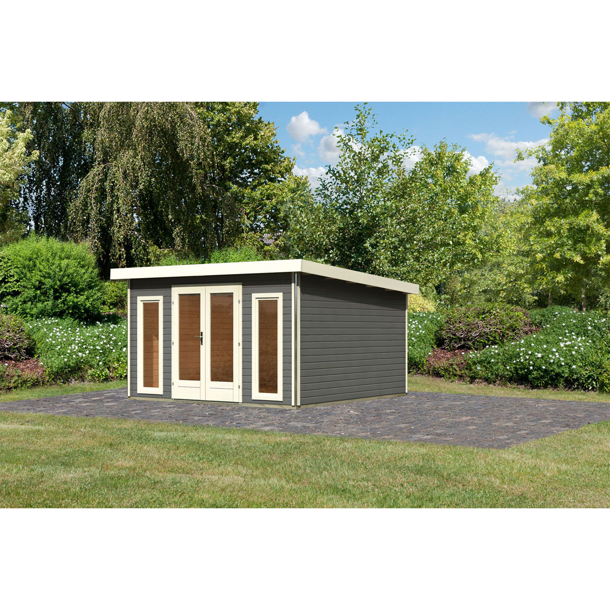 Karibu  Blockbohlenhaus Radeburg 3 terragrau | 118206
