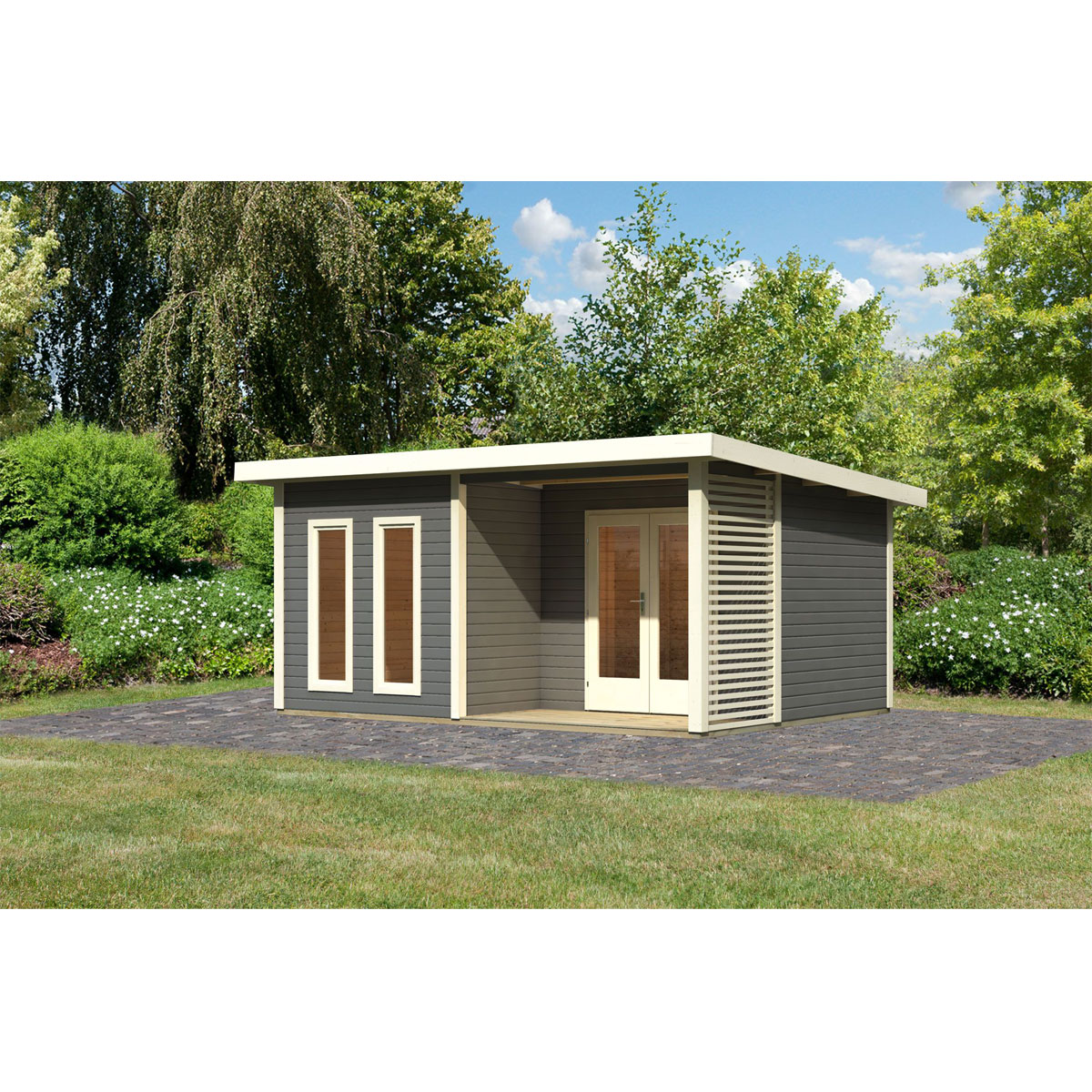 Karibu  Blockbohlenhaus Radeburg 5 terragrau | 118218