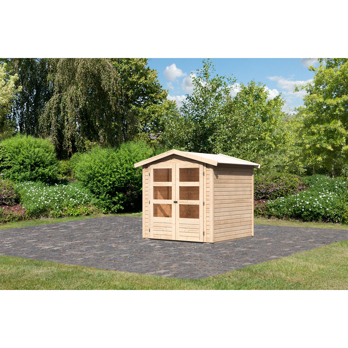 Karibu  Blockbohlenhaus Rhein 2 186 x 186 cm naturbelassen | 120972