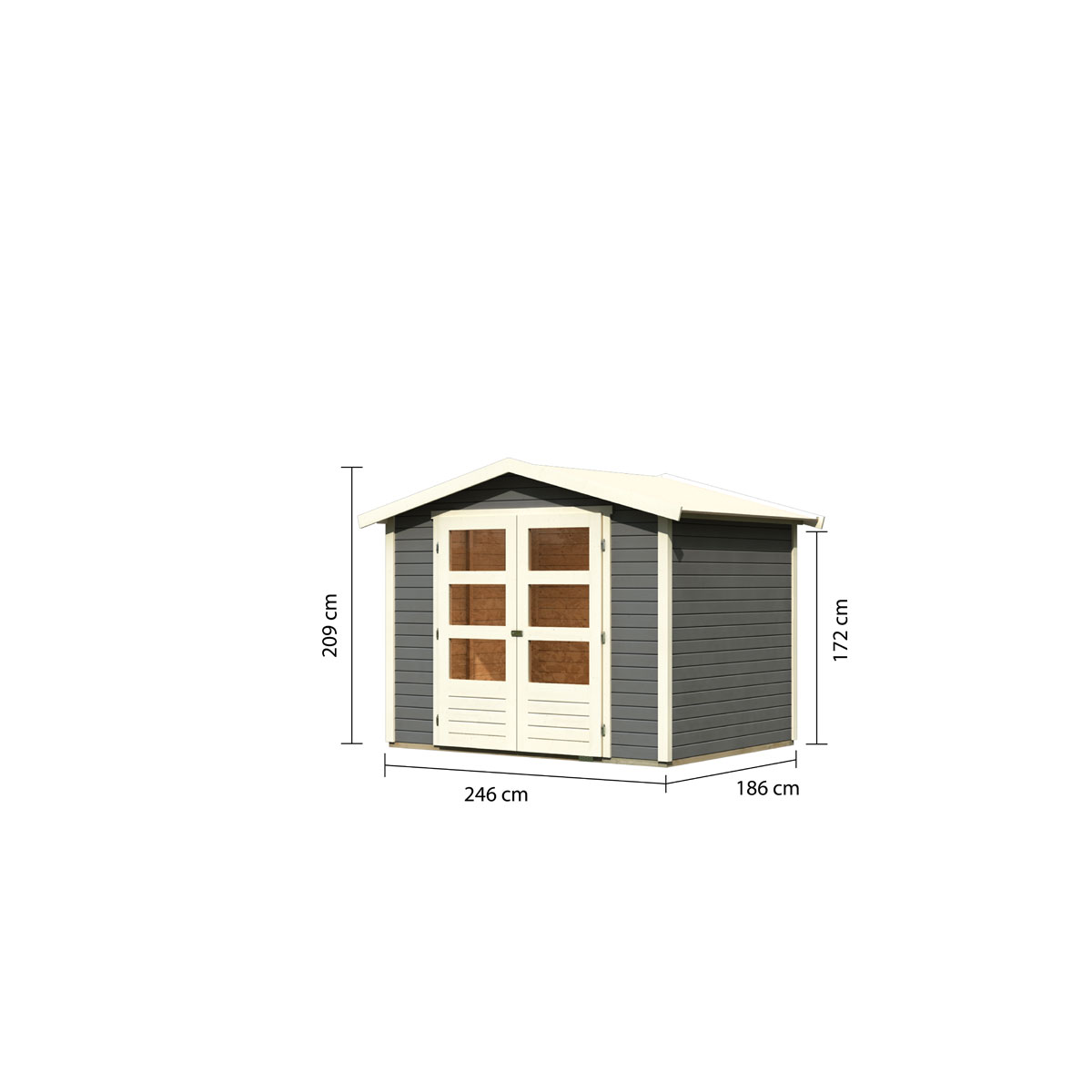 Karibu  Blockbohlenhaus Rhein 3 246 x 186 cm terragrau | 120976 – Bild 3