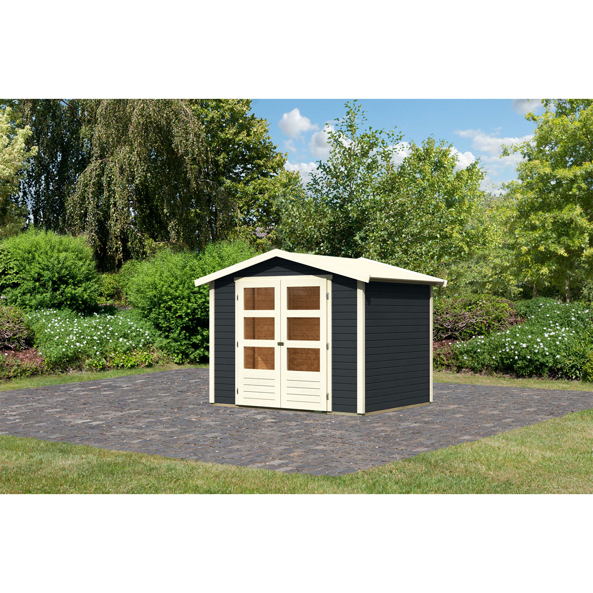 Karibu  Blockbohlenhaus Rhein 3 246 x 186 cm anthrazit | 120977