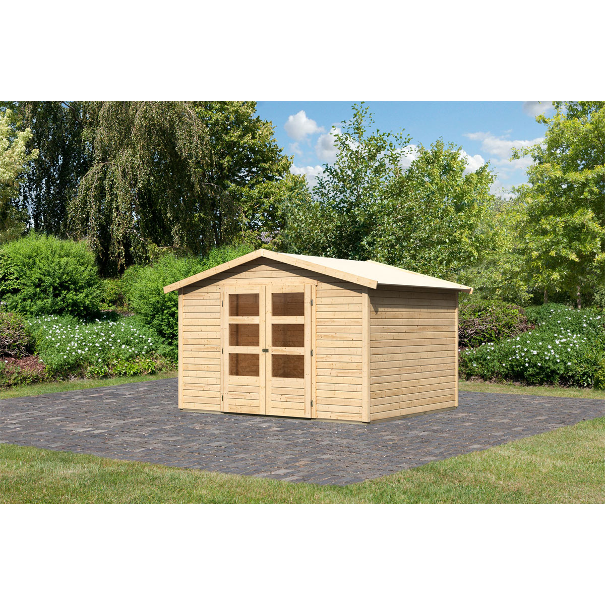 Karibu  Blockbohlenhaus Rhein 4 246 x 246 cm naturbelassen | 120978