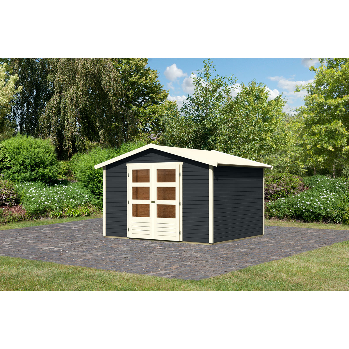 Karibu  Blockbohlenhaus Rhein 4 246 x 246 cm anthrazit | 120981