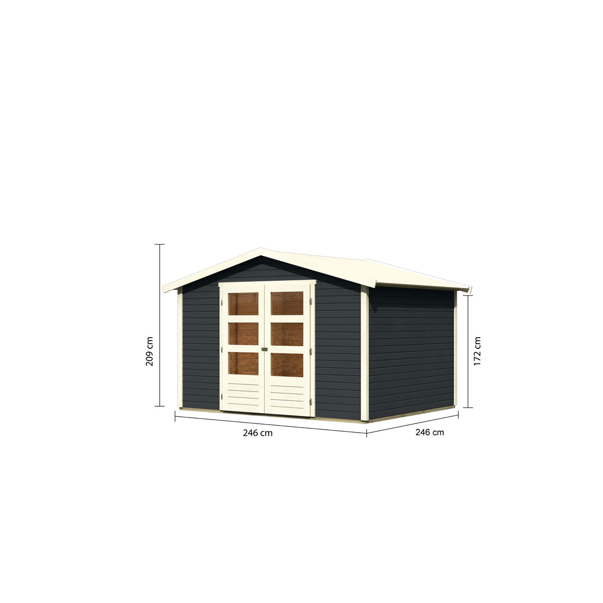 Karibu  Blockbohlenhaus Rhein 4 246 x 246 cm anthrazit | 120981 – Bild 3