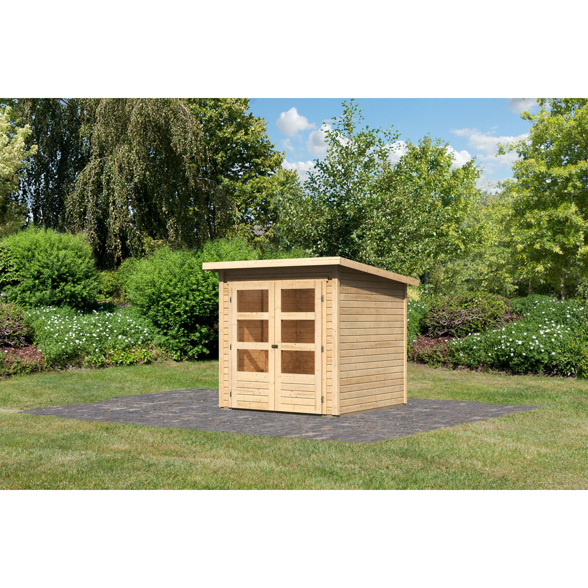 Karibu  Blockbohlenhaus Ruhr 2 186 x 186 cm naturbelassen | 120985