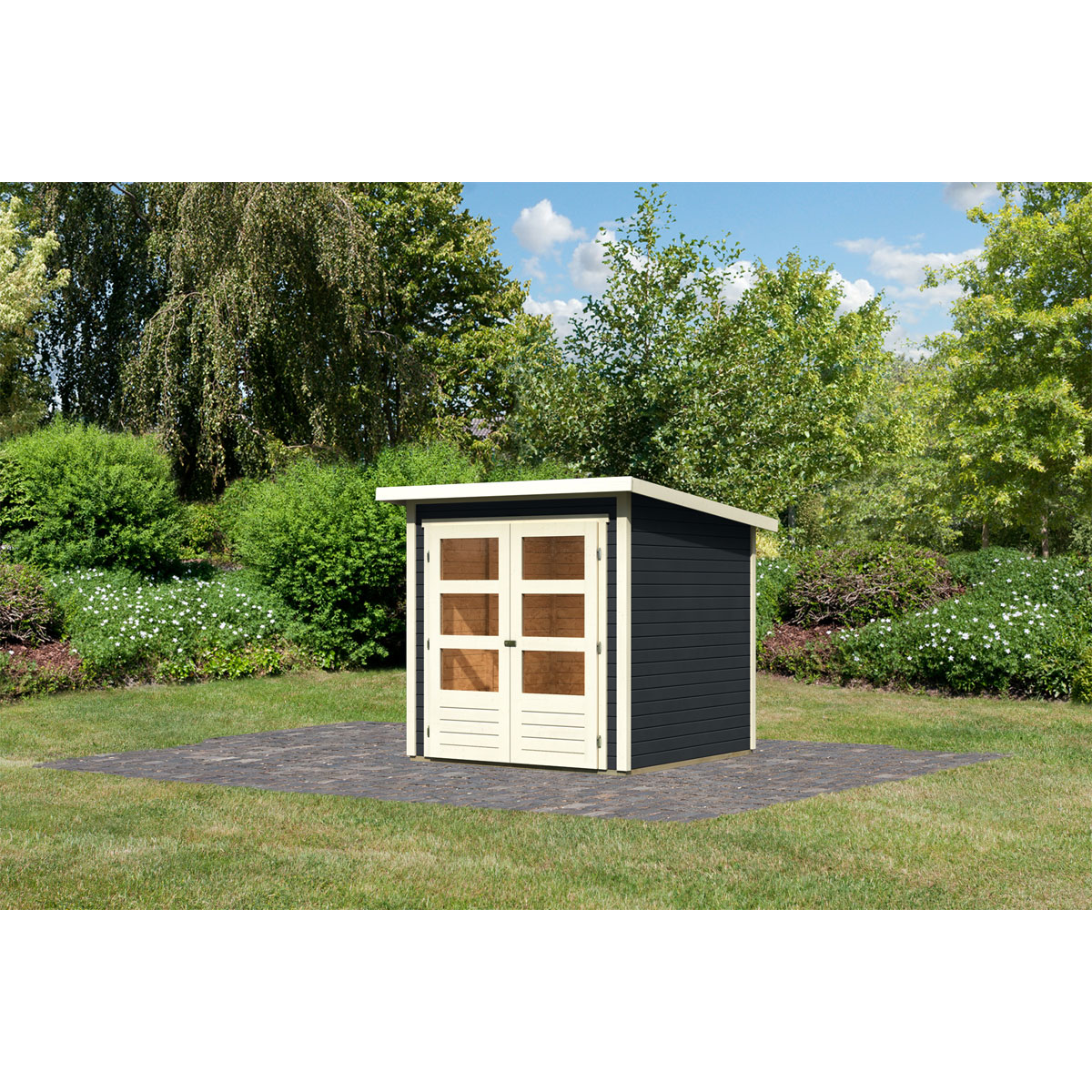 Karibu  Blockbohlenhaus Ruhr 2 186 x 186 cm anthrazit | 120987