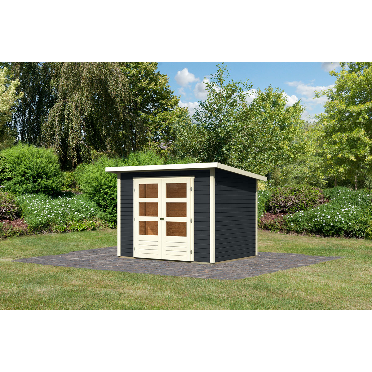 Karibu  Blockbohlenhaus Ruhr 3 246 x 186 cm anthrazit | 120990