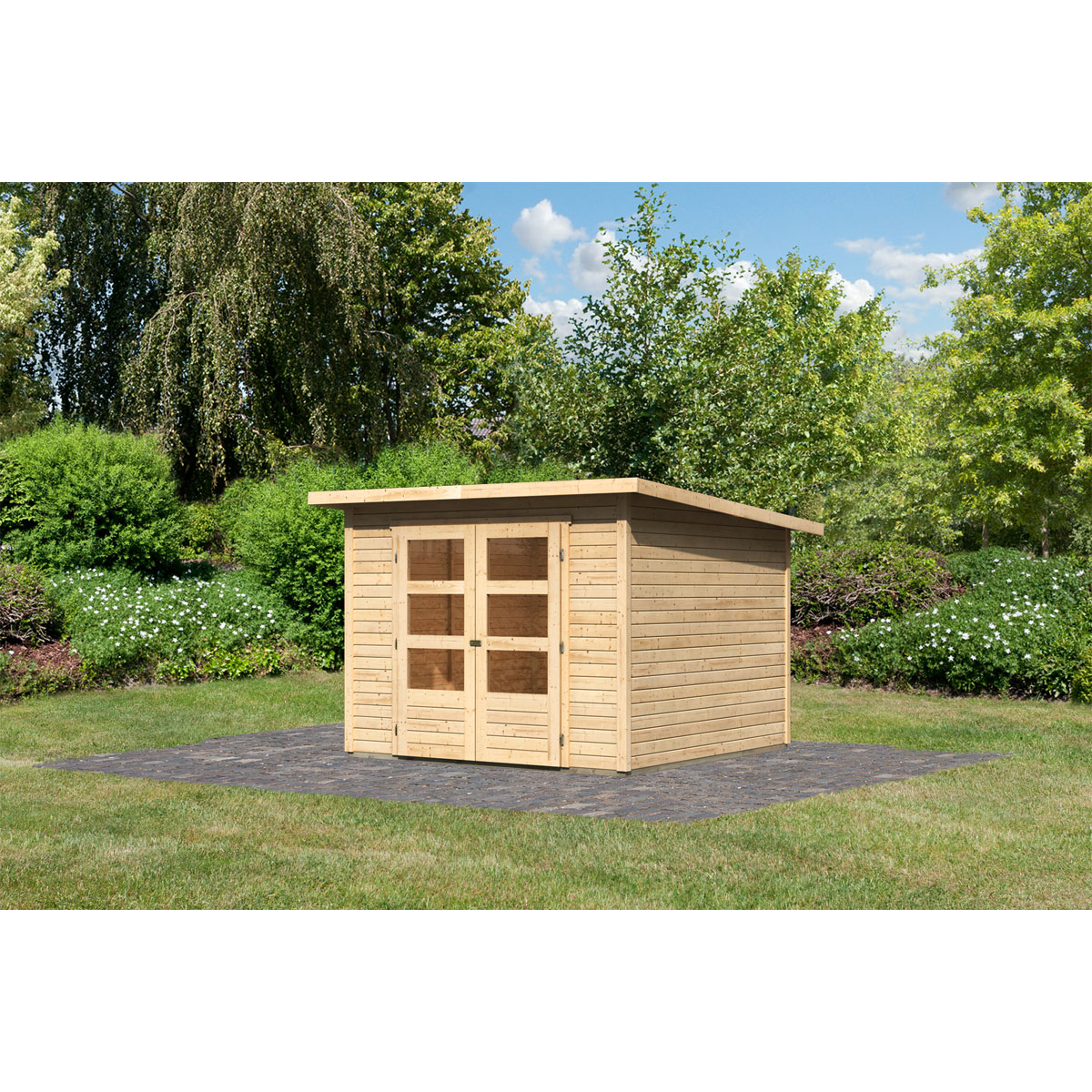 Karibu  Blockbohlenhaus Ruhr 4 246 x 246 cm naturbelassen | 120991