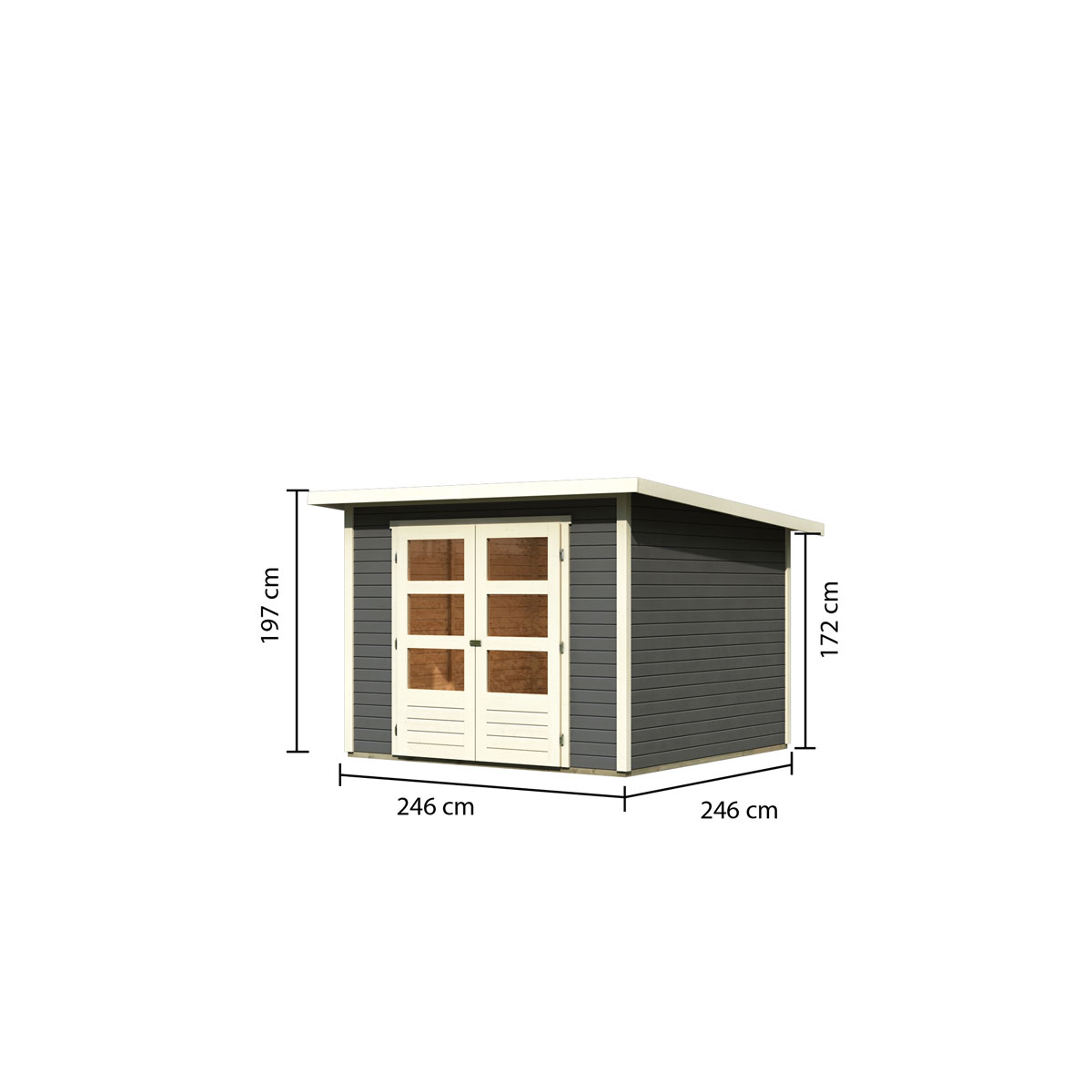 Karibu  Blockbohlenhaus Ruhr 4 246 x 246 cm terragrau | 120992 – Bild 3