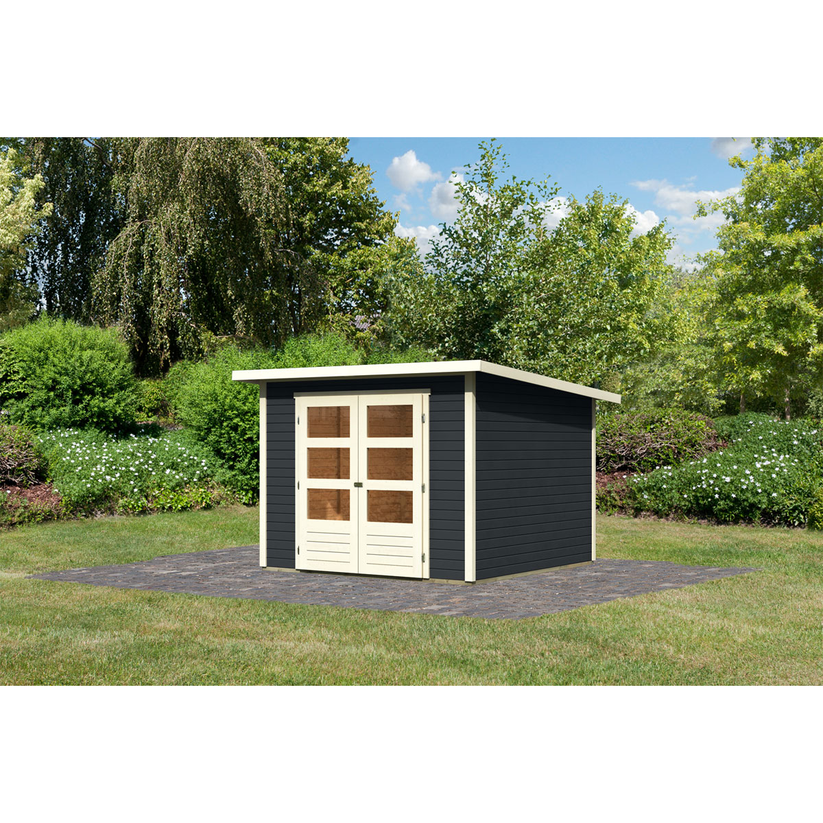 Karibu  Blockbohlenhaus Ruhr 4 246 x 246 cm anthrazit | 120993