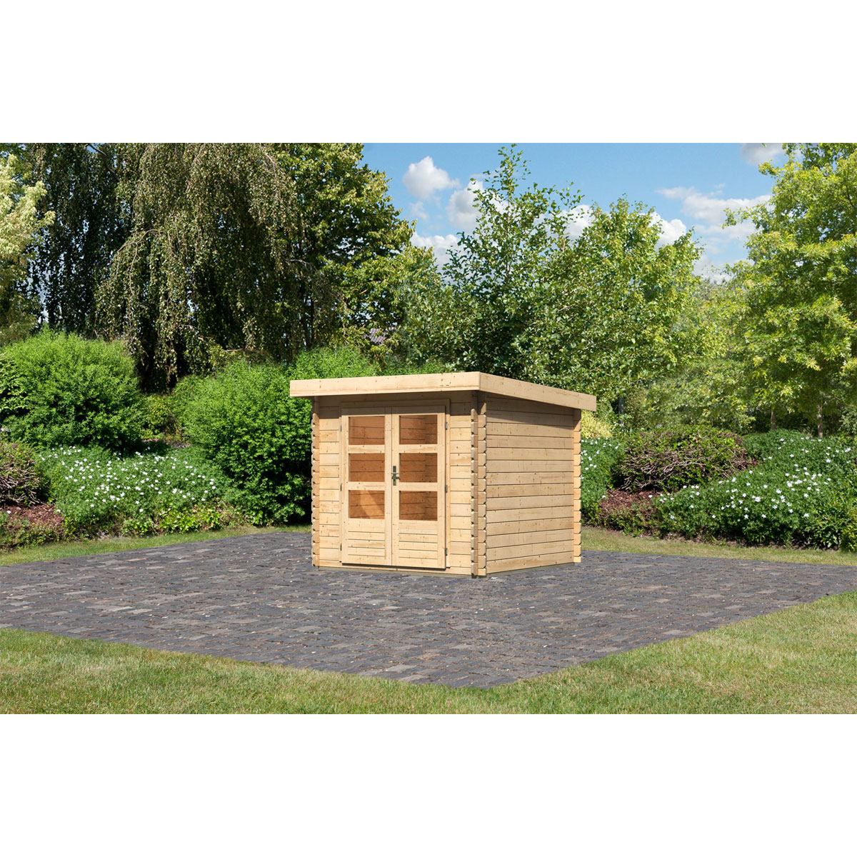 Karibu  Blockbohlenhaus Emscher 2 237 x 237 cm naturbelassen | 120994