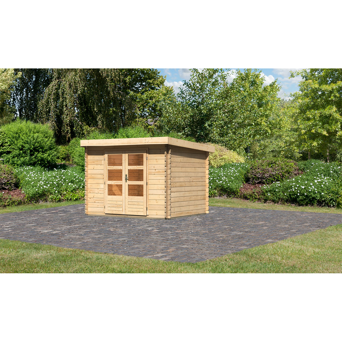 Karibu  Blockbohlenhaus Emscher 3 297 x 237 cm naturbelassen | 120997