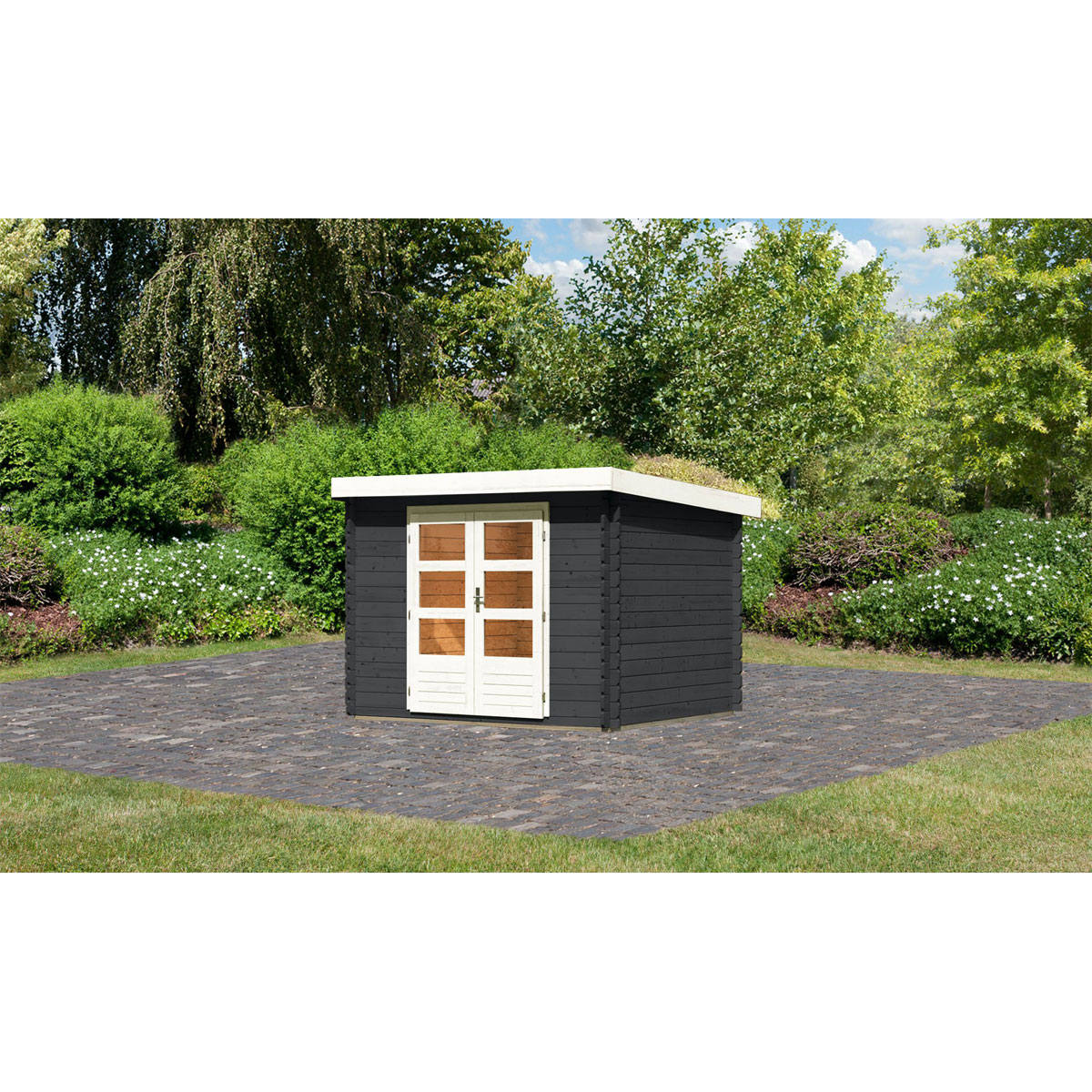Karibu  Blockbohlenhaus Emscher 3 297 x 237 cm anthrazit | 120999