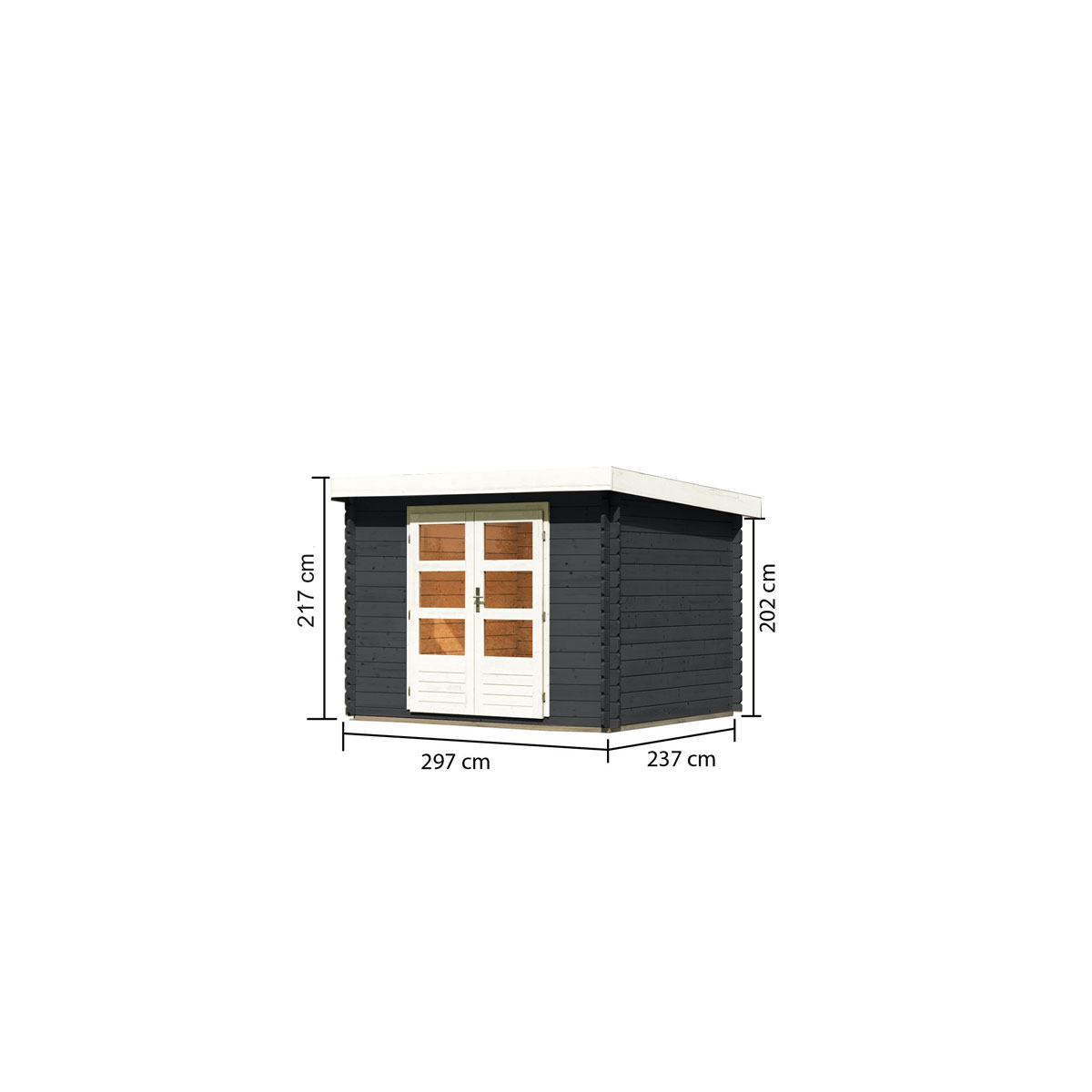 Karibu  Blockbohlenhaus Emscher 3 297 x 237 cm anthrazit | 120999 – Bild 3