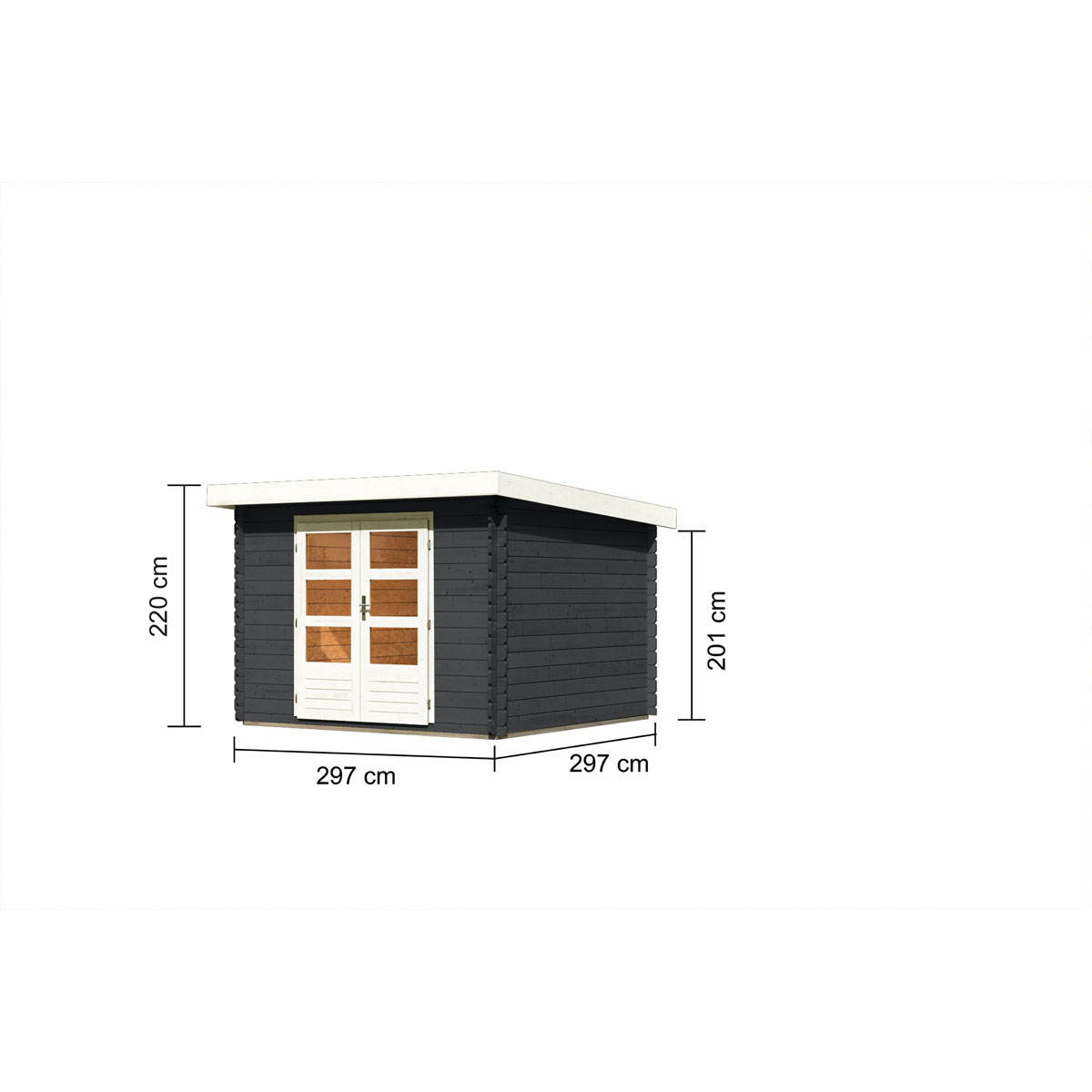 Karibu  Blockbohlenhaus Emscher 5 297 x 297 cm anthrazit | 121002 – Bild 3
