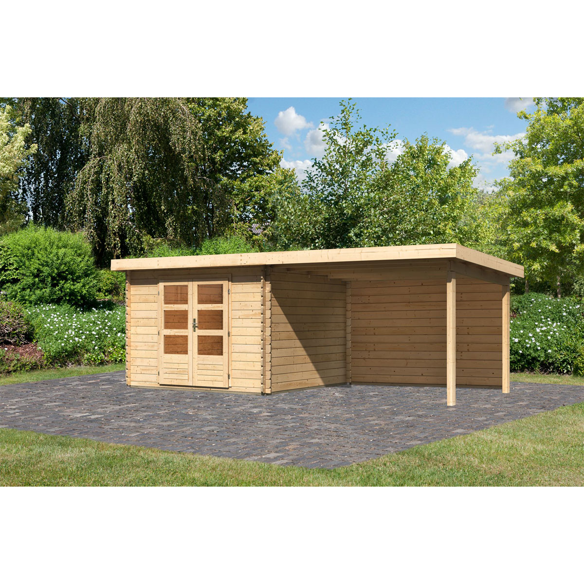 Karibu  Blockbohlenhaus-Set Emscher 5 naturbelassen | 121009