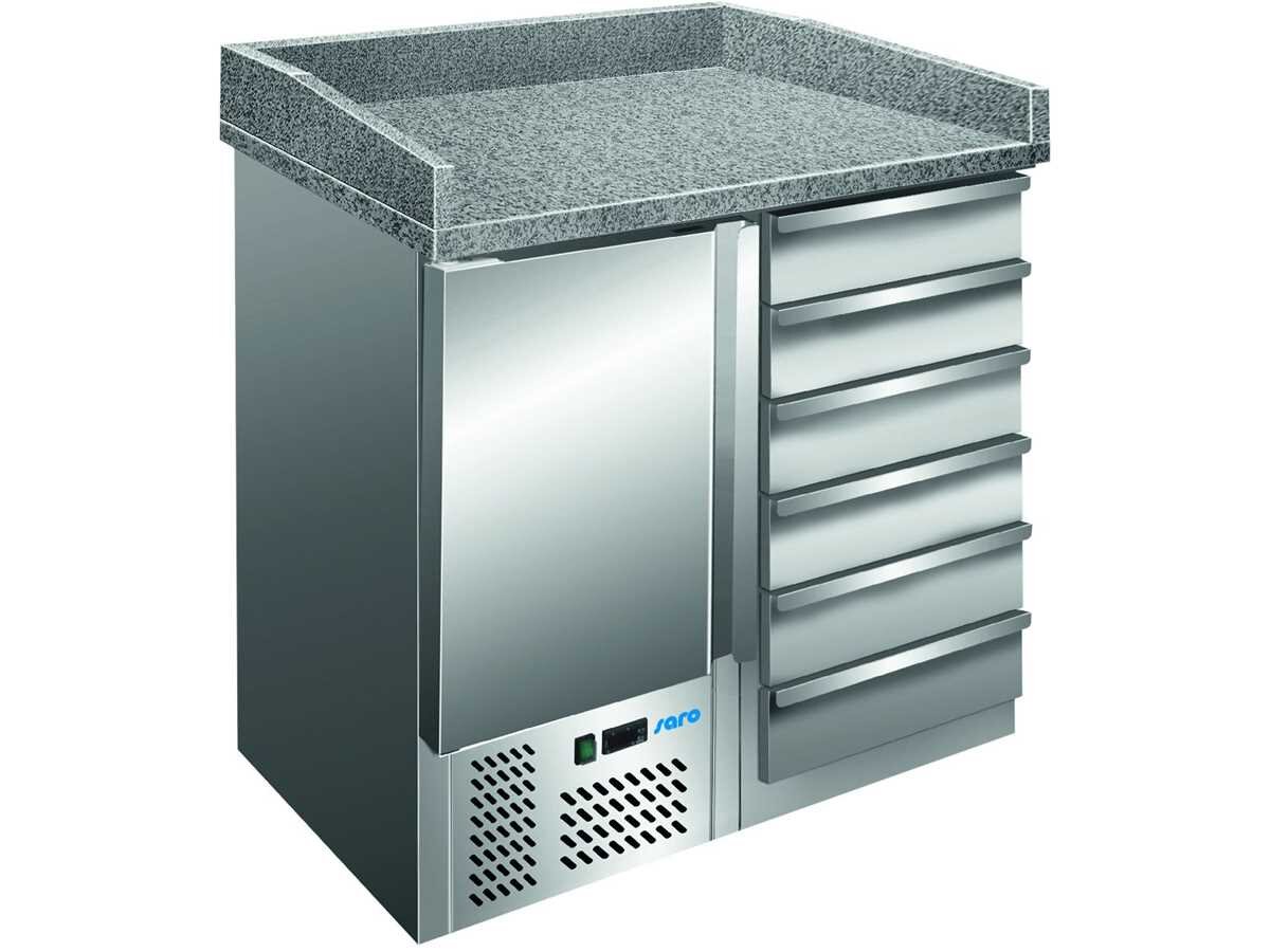 Pizzatisch mit 6 Schubladen & Granitplatte BTH 1000 x 700 x 1060 mm