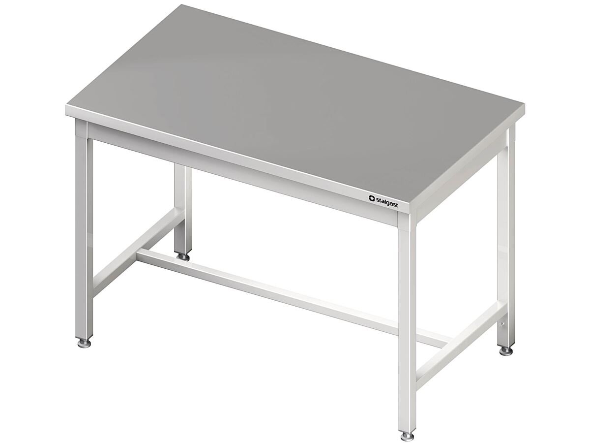 Zentralarbeitstisch PROFI Edelstahl mit mittiger Strebe ohne Aufkantung 900x700x850 mm verschweißt