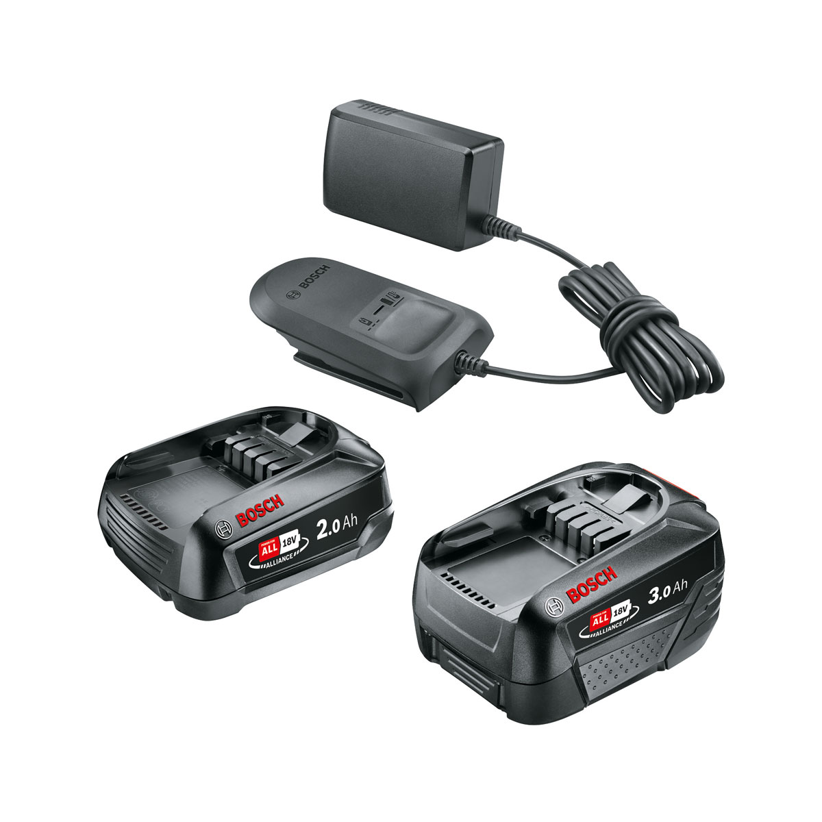 Bosch Akku-Set 18V 2,0Ah und 3,0Ah und AL18V-20 | 218784