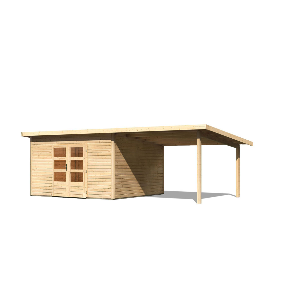 Karibu  Gartenhaus Northeim 5 natur 40 mm mit Anbaudach | 230598 – Bild 4