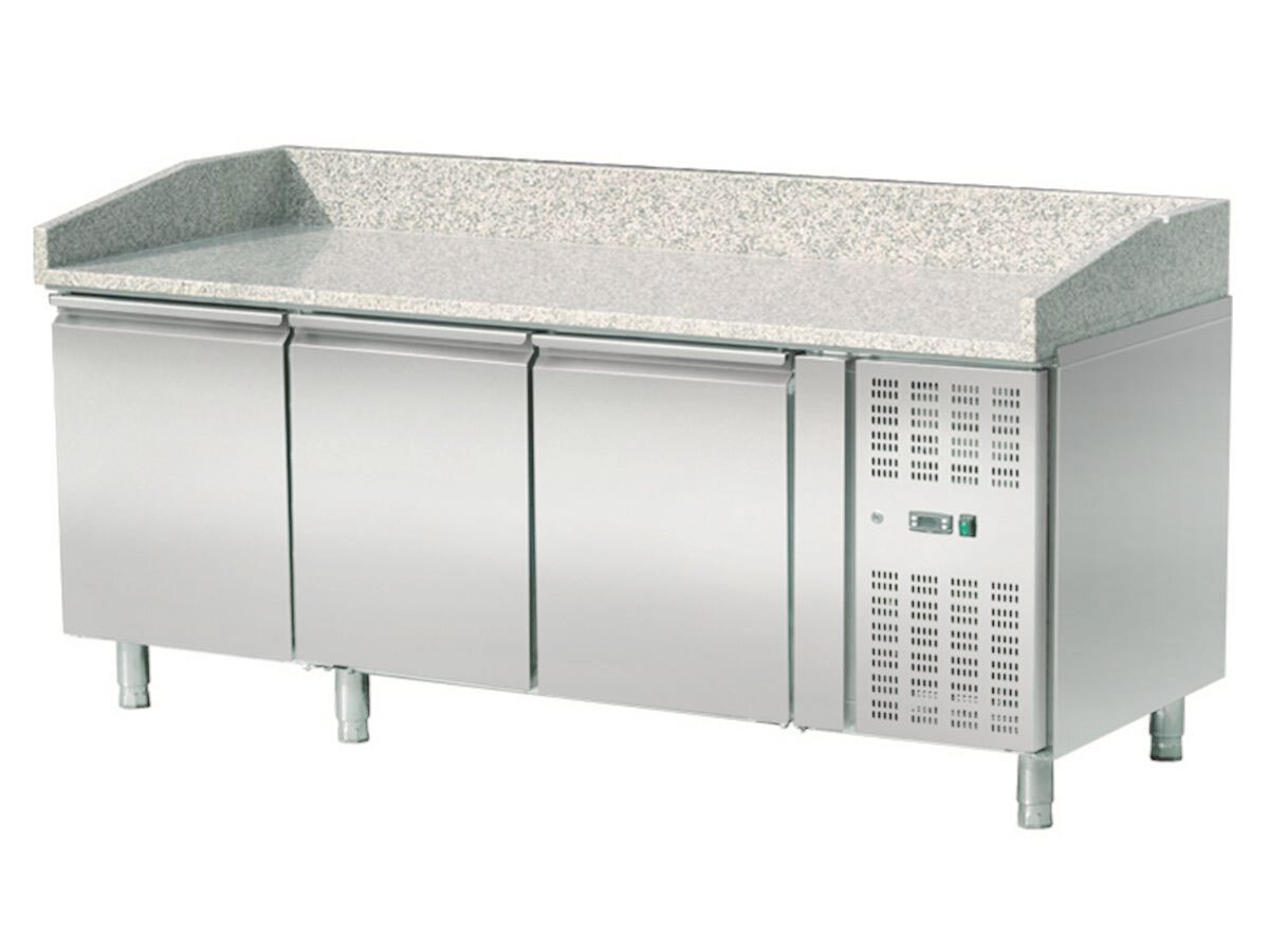 Skyrainbow Pizzakühltisch, Inhalt 580 Liter, 3 Türen, BTH 2025 x 800 x 860 mm