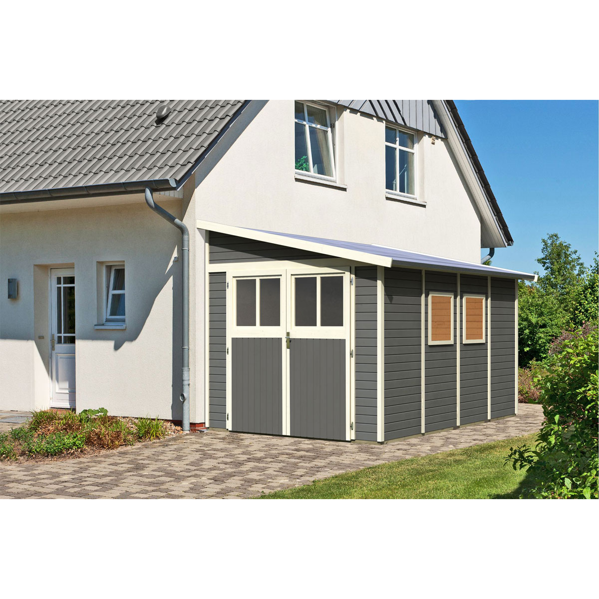 Karibu  Blockbohlenhaus Bomlitz 4 terragrau | 238321
