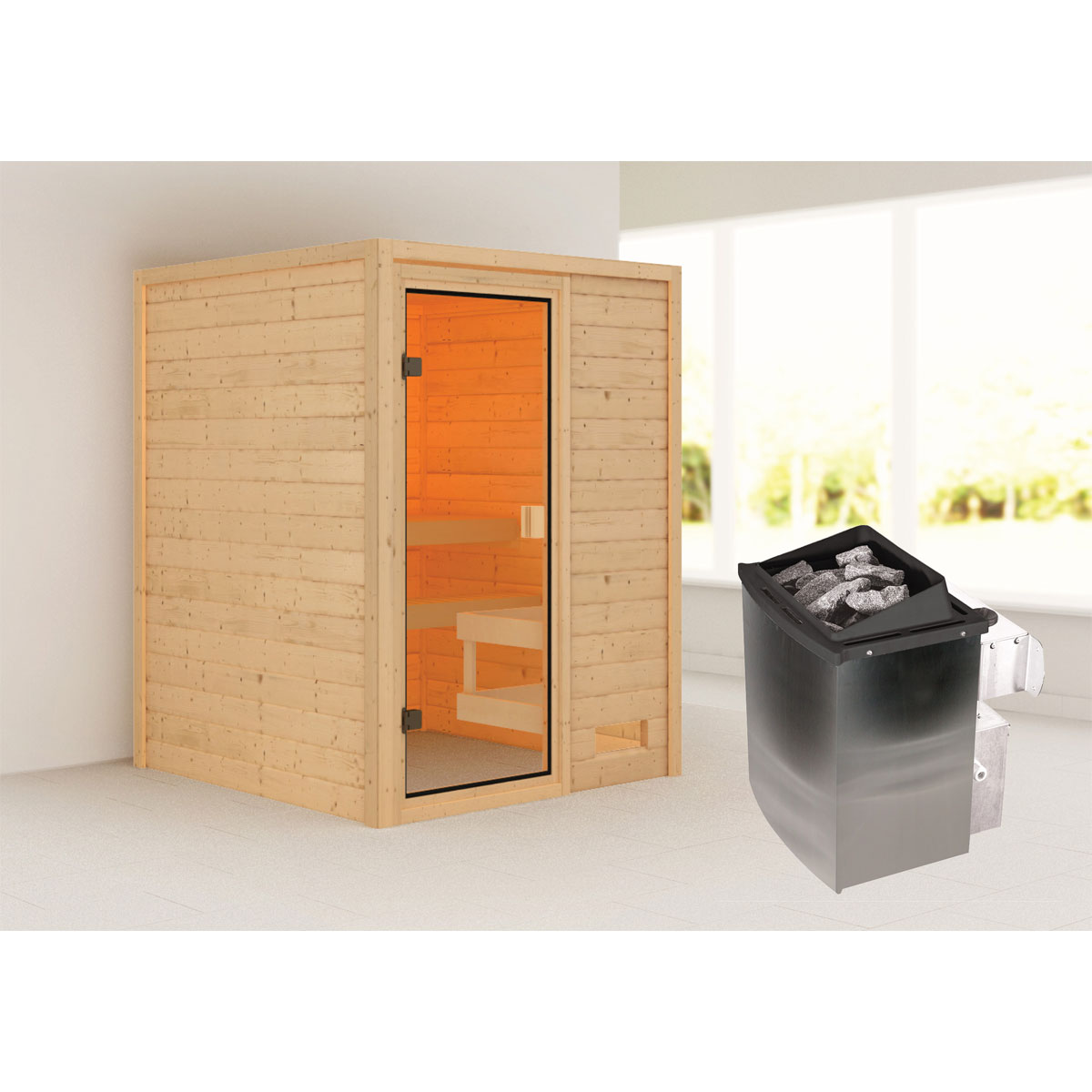 Karibu  Massivholzsauna Sandra ohne Kranz | 275085