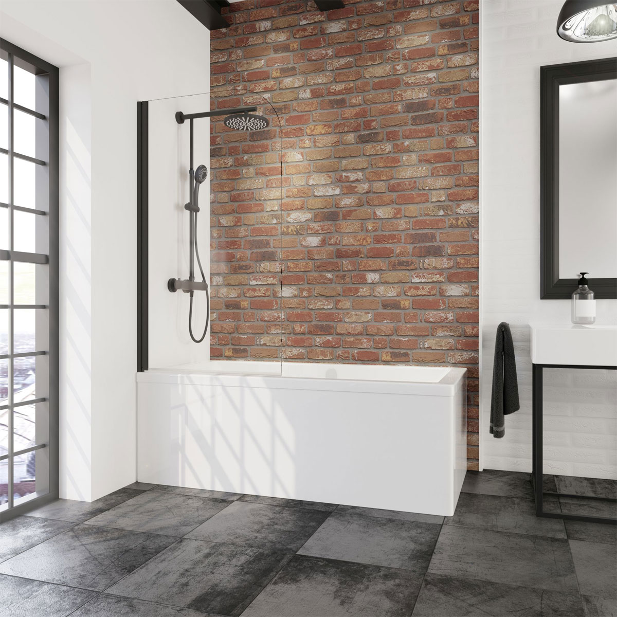 Schulte Komfort Badewannenfaltwand-1 teilig 140 x 80 cm Mattschwarz Klar hell | 502527 – Bild 3