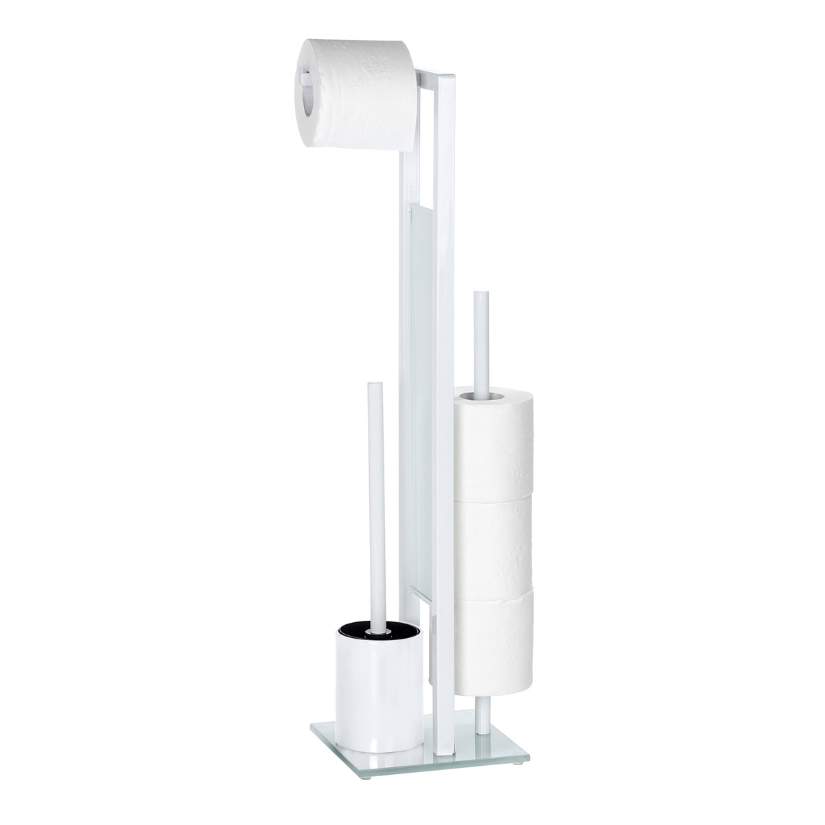 Wenko  Stand WC-Garnitur Rivalta Weiß integrierter Toilettenpapierhalter und WC-Bürstenhalter | 514809