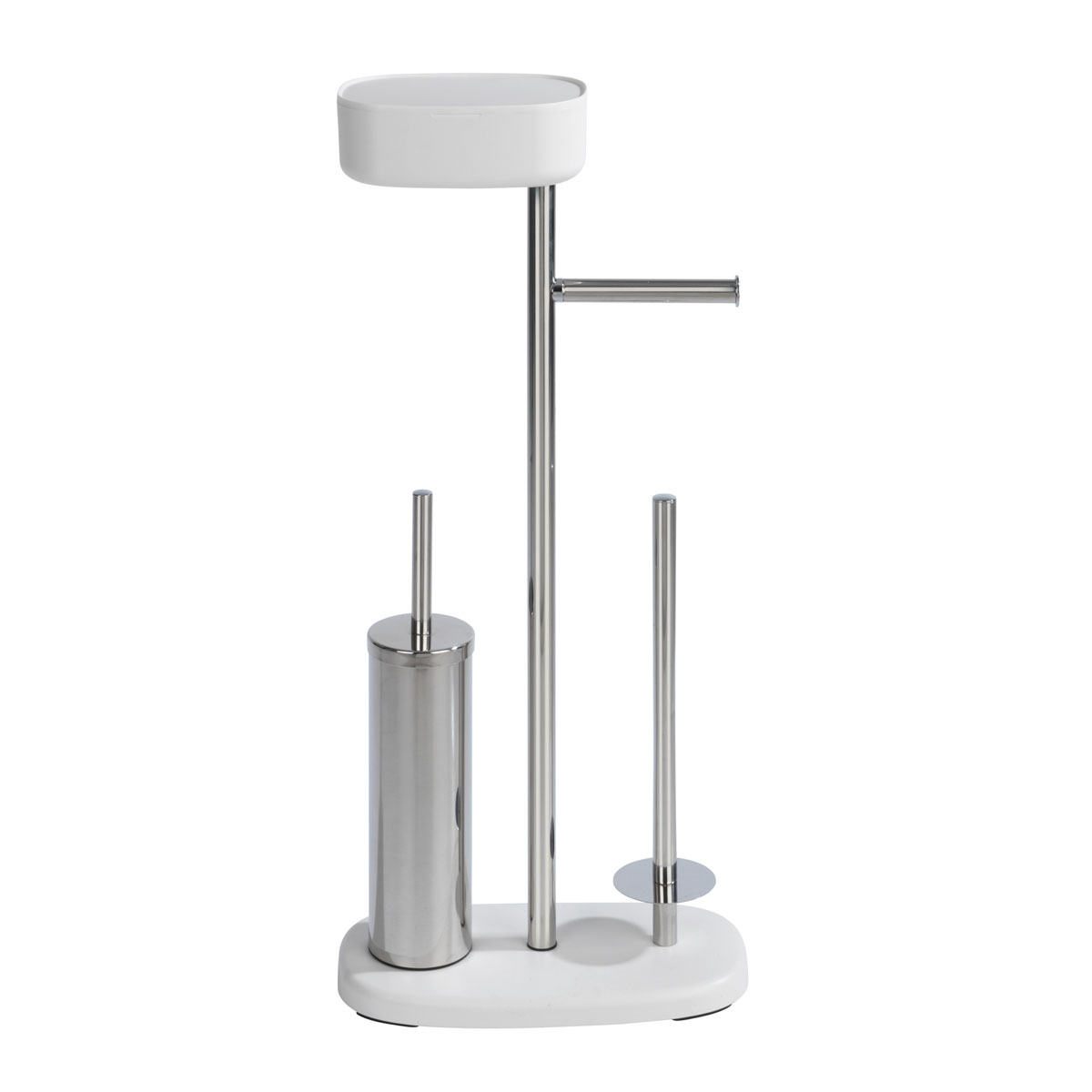 Wenko  Stand WC-Garnitur mit Box Rivazza Weiß integrierter Toilettenpapierhalter Ersatzrollenhalter und WC-Bürstenhalter mit Ablagebox | 514827