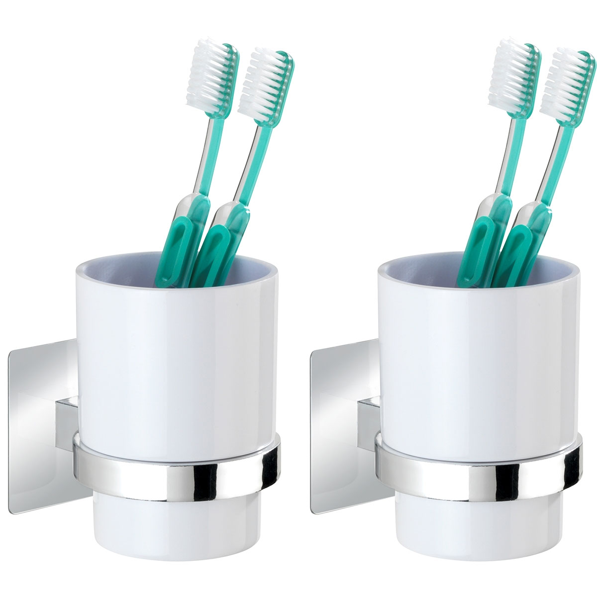 Wenko  Turbo-Loc Zahnputzbecher Quadro 2er Set Befestigen ohne bohren | 514879
