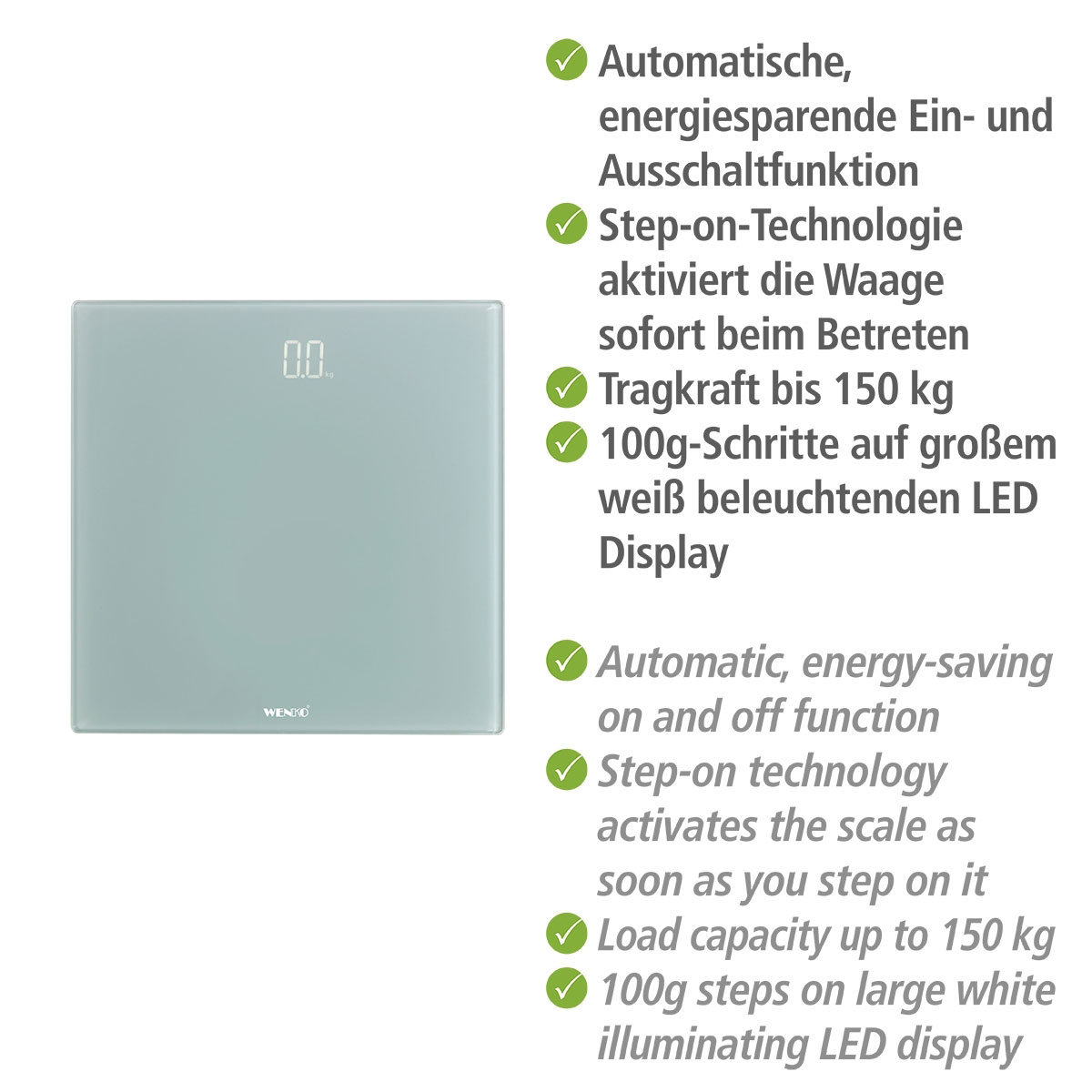 Wenko  Personenwaage LED Grau digitale Körperwaage mit LED-Display | 515366 – Bild 4