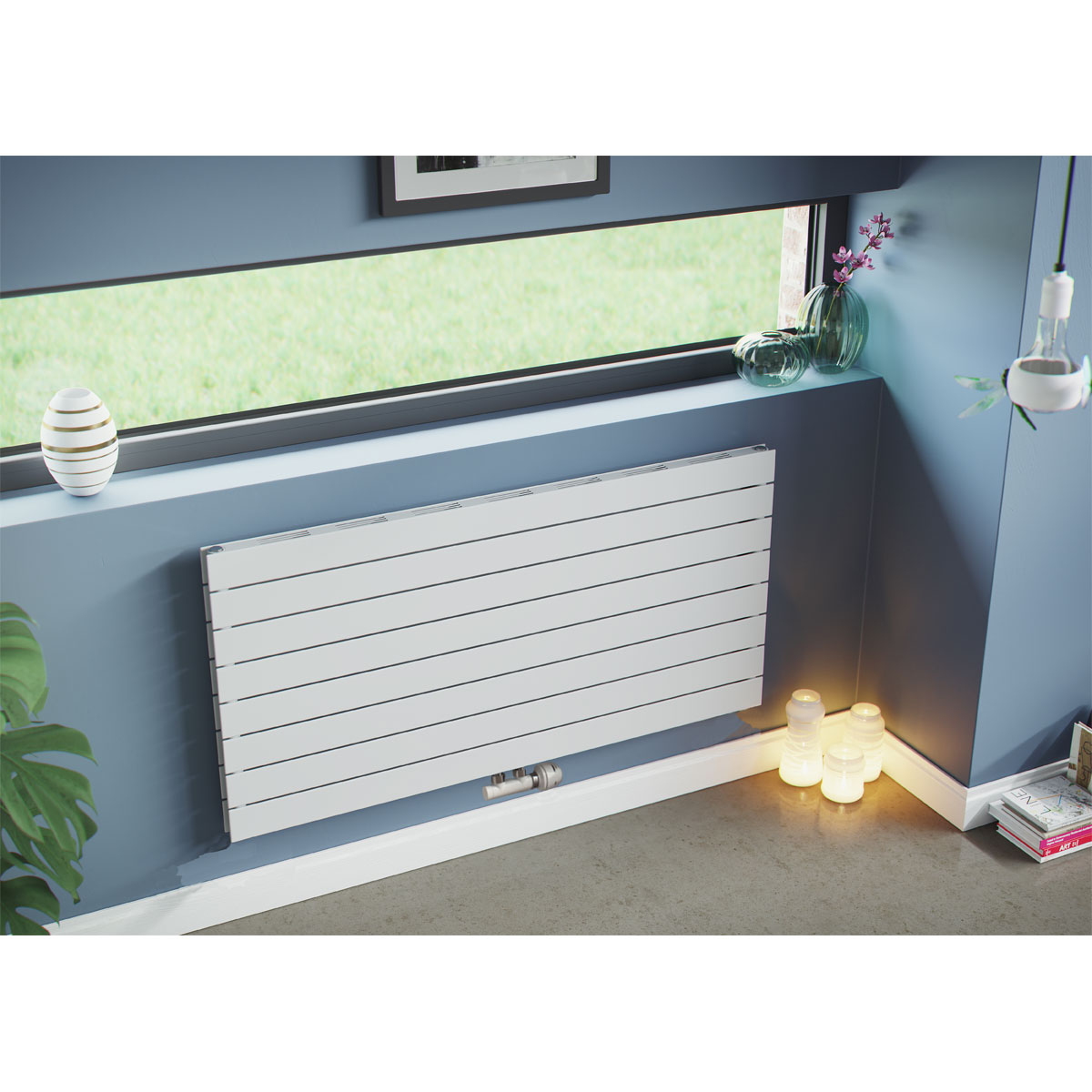 Ximax  Raumheizkörper P1 Duplex Slimline Deluxe 595 x 1200 mm 1101 Watt Mittenanschluss Weiß | 540254